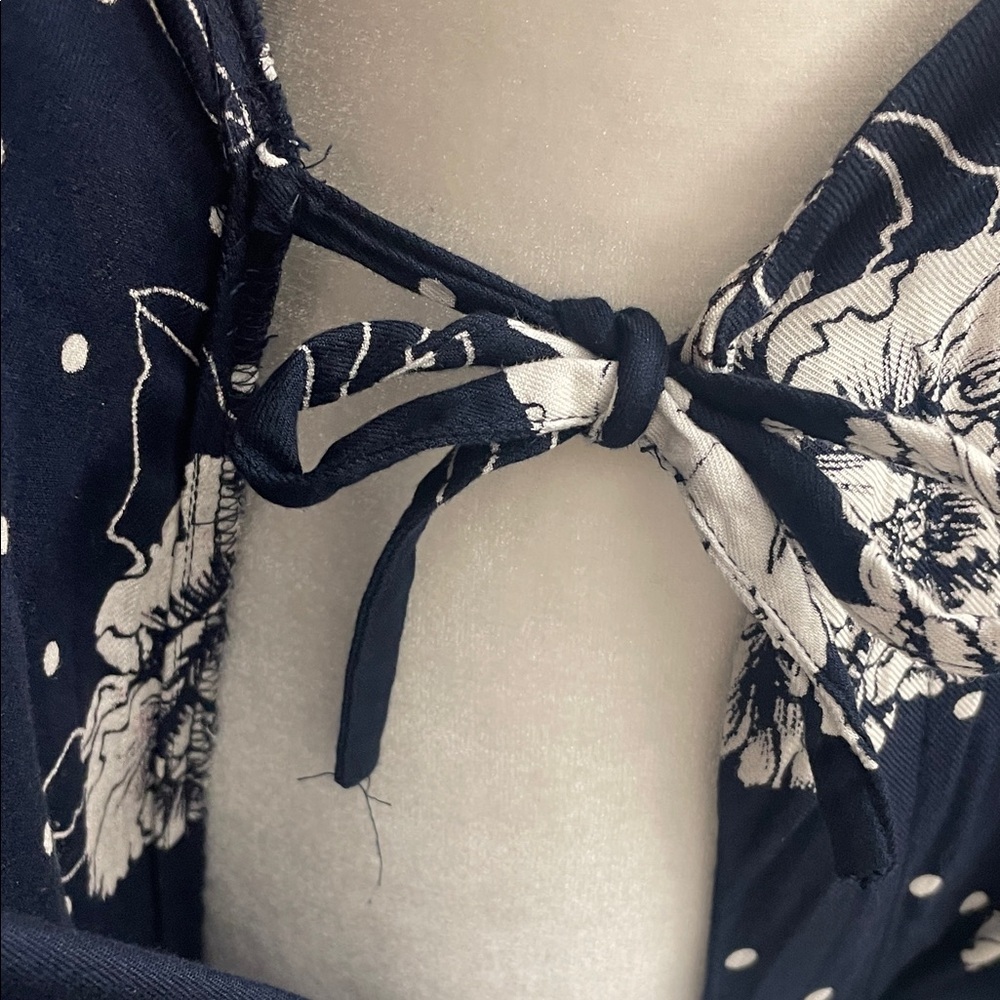 Kaffe Floral Button-Down Navy Wrap Dress V Neck Long Sleeve Button Cuffs Sz 34EU - Picture 10 of 16